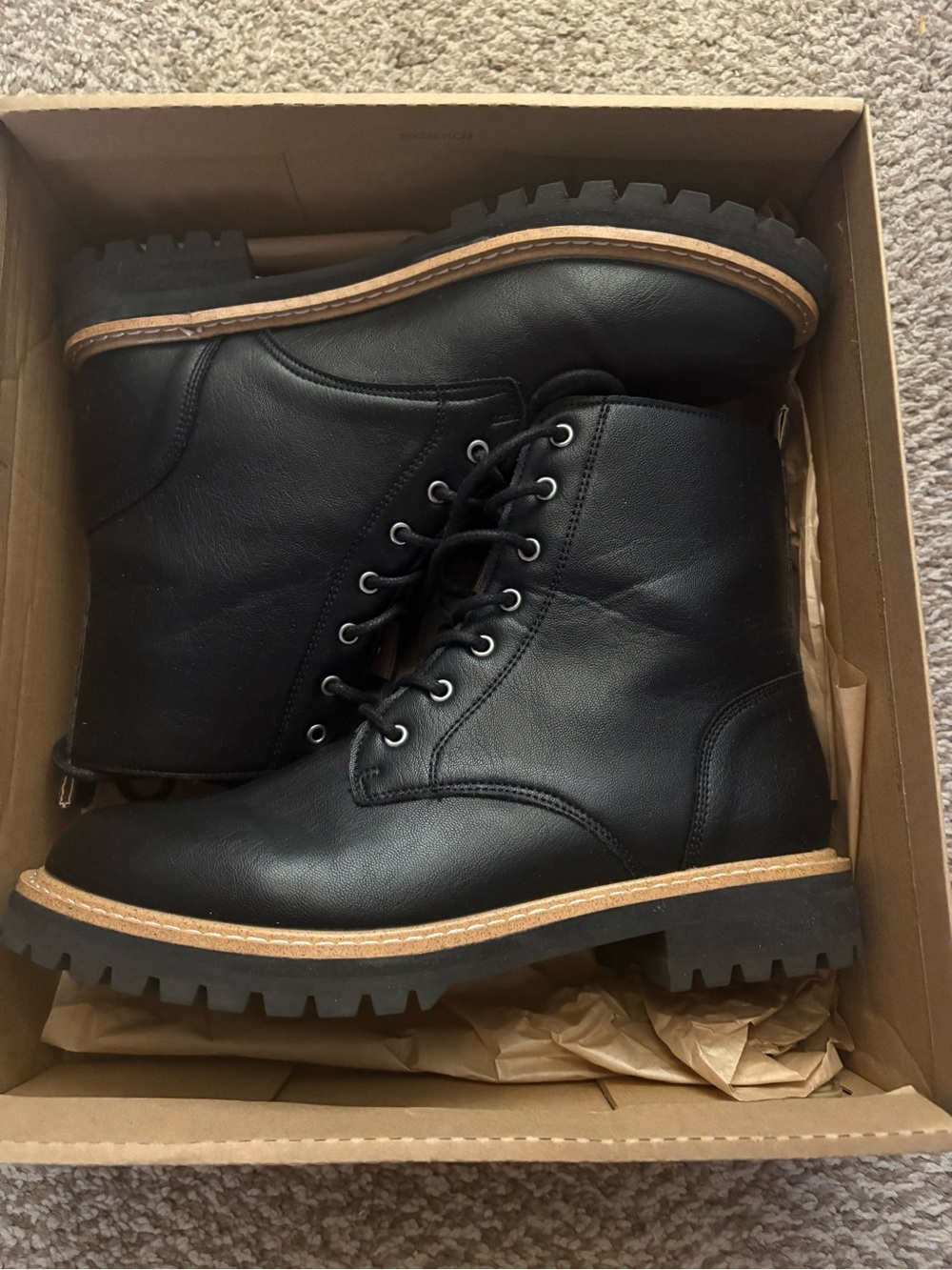 VICI: Brycen Faux Learher Black Lace-Up Combat Boots